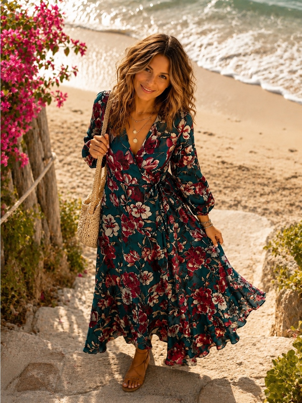 Band of the Free Floral Wrap Dress 
Size Medium NWT